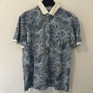 ETRO Blue/Cream Paisley Polo Shirt